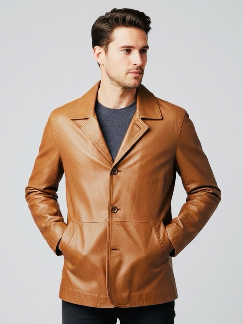 Centigrade Mans Tan Leather Jacket